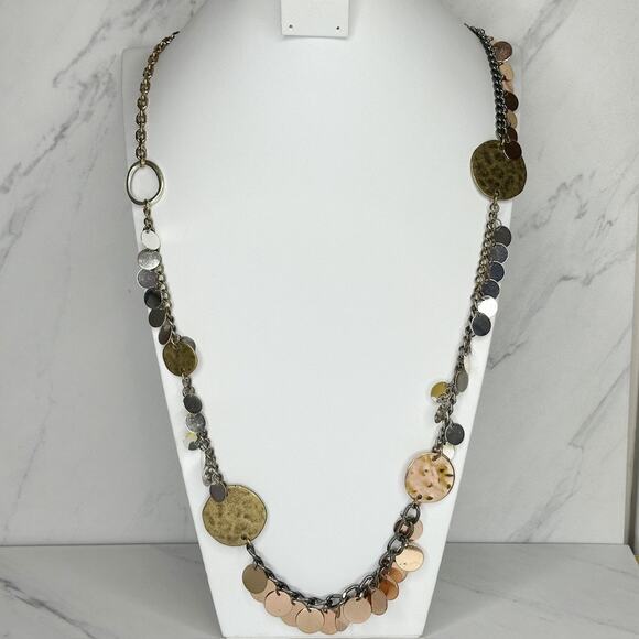 Chico's Mixed Metal Disc Charm Chain Statement Necklace ✨ - Picture 1 of 10
